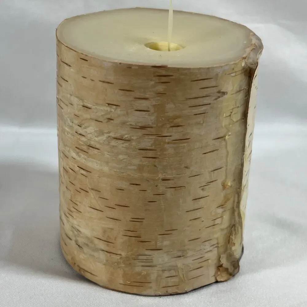 Luminara Real Bark Wrapped Battery Operated Flameless Wax Candle 3x4